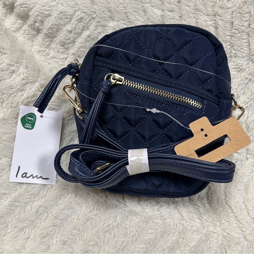 I am  (Brand)  Small Navy Quilted Crossbody Bag, 6 x 2.5 x 7 NWT